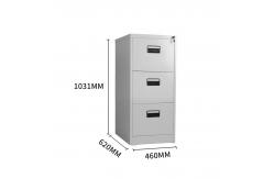 China Office Storage 3 Tiers Metal Filing Cabinet With Lock Big Drawer Grey supplier