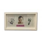 White Newborn Baby Hand And Footprint Photo Frame Inkless With Picture Name for sale