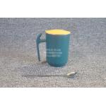 Plain Green Double Wall Keep Warm Metal Steel Coffee Mug With Lid Spoon for sale