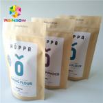 No Pollution Heat Seal Food Packaging Stand Up Kraft Paper Zipper Bag For Nuts / Protein Powder for sale