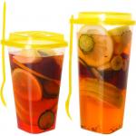Square 24Oz 500ml Boba Bubble Plastic PP Cups Single Wall