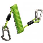 Plastic TPU Coiled Tool Lanyard Double Stainless Steel Carabiner Hooks Green Color for sale