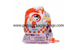 China Cartoon 0.06mm PE Drawstring Shoulder Bag For Outing supplier