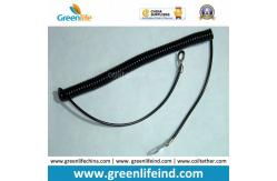 China Custom Attachments Solid Black PU Covered Extendable Plastic Spiral Safety Lanyard supplier