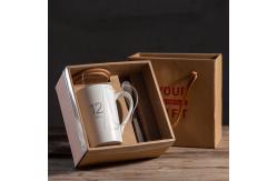 China Ceramic Custom Drinking Cups With Spoon White 6oz Sublimation Mugs supplier