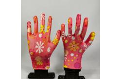 China Polyester Liner Pu Garden Work Gloves Flower Printing For Women supplier