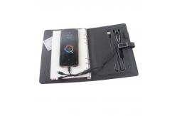 China PU Leather Business Wireless Charging Notebook With USB Drive Power Bank supplier