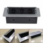 Silver color Pop-Up desktop power socket outlet for furniture table /hotel project pop up socket for sale