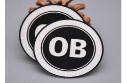 China White Tatami Fabric Printed Labels With Black Silicone Logo For Garments supplier