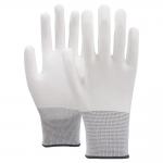 General Purpose 13 Gauge White Polyester Gloves With PU Palm Coating Size L High Comfort Level Long-lasting Durability for sale
