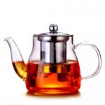 600ml Removable Infuser Clear Glass Teapot Ligjtweight Stovetop Safe Tea Kettle