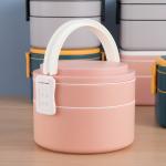 Double Layer Plastic Multi Compartment Lunch Box Bento With Spoon 1000ml 1400ml