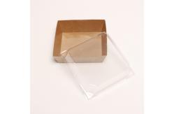 China Food Bakery Packaging Box Lidded Kraft Paper Cake Container With Plastic Cover supplier