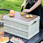Car Storage Box , Camping Folding Box Multifunctional Wooden Lid