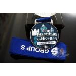 Transparent Color Zinc Alloy Award Medals Antique Silver Plating With Ribbon for sale