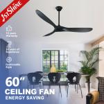 CE ROHS 3 Blade Solid Wood Ceiling Fan Without Light 60 Inch for sale