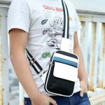 Men's Sling Bag Nylon Pocket Bag Black&Blue Waist Purses Bag Phone Bag