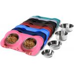 Active Pets Dog Bowl Set Stainless Steel No Spill Mess-Proof Food & Water Dog Food Bowls with Silicone Mat for sale