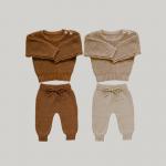 Baby Chunky Knitwear Handmade Crew Neck Sweaters Pullover Knitted Long Pants 2Pcs Lounge for sale