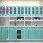 Full Steel Handle Hospital Clinic Furniture Disposal Cabinet Price L 3000*W 600*H 850 To 900 Mm Three Section Slider for sale
