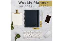 China Black PU Leather Softcover Vertical Weekly Planner With Daily Schedule supplier
