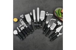 China Cooking Tool Set  Kitchen Gadgets Cookware Utensils Tools Stainless steel Kitchen Accessories Soft handle Black color supplier