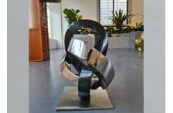 China Abstract Black Polished Granite 316 Stainless Steel Sculpture 41cm High supplier