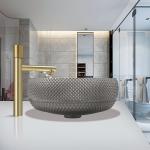 Dark Grey Crystal Glass Vessel Sinks Bathroom Vanity Wash Sink Above Counter for sale