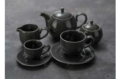 China 15Pc On Glazed Embossed High Temperature Ceramic Coffee Pot Set supplier
