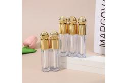 China Round Design Head Cap Plastic Lip Glaze Tube With Brush 4.5ml Gold supplier