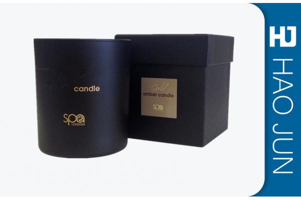Black Matte Handmade Cardboard Candle Boxes Package Square / Round Shape