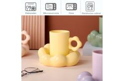 China Matte Nordic Ceramic Cappuccino Cup , Flower Shape Ceramic Pottery Coffee Mugs supplier