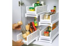 China 2 Tier Plastic Pull Out Shelves Plastic Organizer Shelf For Kitchen supplier