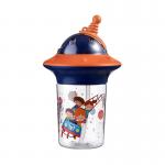 Cartoon Motif Reusable Plastic Straw Cup for Cold Drinks Orange 450ml