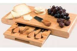 China Home Organic Bamboo Cutting Board With Drawer , Bamboo Cheese Set SGS Approved supplier