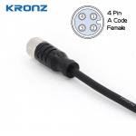 M12 Connector with Pre-molded PVC Cable Unshielded Female 4A IP67 Circular Connector for sale