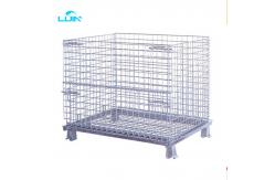 China Customized Galvanized Collapsible Folded Stackable Warehouse Metal Wire Mesh Heavy Duty Pallet Cage supplier