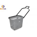 Double ABS Handle Rolling Grocery Basket With 4 TPR Wheels for sale