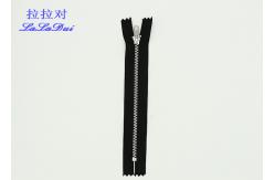 China Close End Two Way Open Ended Zip , Garments / Pants Crotch Black Metal Zipper supplier