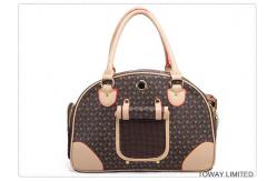 China  				Design Classic Dog Handbag Grid PU Quality Leather Pet Carriers 	         supplier