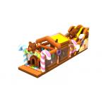 Giant Custom Candy and Brown Bear Outdoor Inflatable Obstacle Course Games with Double Slides for sale