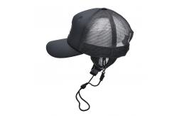 China Black 5 Panel Sport Trucker Hat Polyester Mesh Back Embroidered Custom Logo supplier