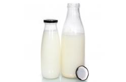 China Recyclable Glass Milk Jug Bottle 500ml With Straw Hole Aluminum Lid supplier