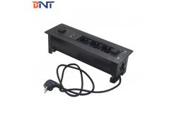 China Black Electric Flip Up Multimedia Socket With Three EU Power Interfaces supplier