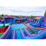 Durable Inflatable Theme Park With PVC Tarpaulin Material Purple And Blue