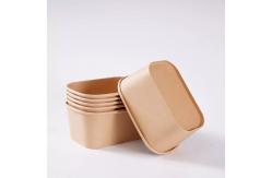 China Biodegradable Food Containers Lunch Box Rectangular Rectangle White Disposable Kraft Paper Bowl supplier