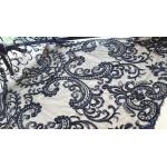 Black Heavy Beaded Mesh Fabric By The Yard , Embroidered Net Fabric With Beads for sale