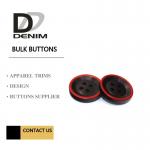 Fashion Polyester Bulk Clothing Buttons Black & Red Trims Solution for sale