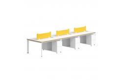 China White Modern 4 Person Workstation Desk Modular Wood Office Table With Cabinet supplier