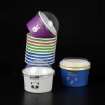 FDA 320ml Disposable Bubble Tea Cups Ice Cream Paper Containers With Sleeve